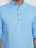 Navkanj Men's Slim Fit Full Sleeve Cotton Black Color Short Kurta