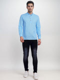 Navkanj Men's Slim Fit Full Sleeve Cotton Black Color Short Kurta