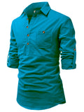 Navkanj Men's Slim Fit Spread Collar Cotton Beige Color Short Kurta