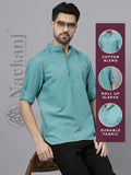 Navkanj Men's Slim Fit Full Sleeve Cotton Blend Short Kurta