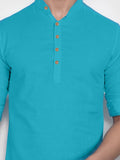 Navkanj Men's Slim Fit Full Sleeve Cotton Black Color Short Kurta