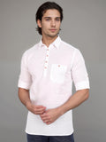 Navkanj Men's Slim Fit Spread Collar Cotton Black Color Short Kurta