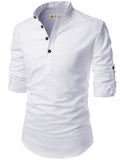 Navkanj Men's Slim Fit Full Sleeve Cotton Beige Color Short Kurta