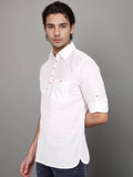 Navkanj Men's Slim Fit Spread Collar Cotton Black Color Short Kurta