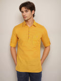 Navkanj Men's Slim Fit Spread Collar Cotton Black Color Short Kurta
