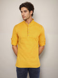 Navkanj Men's Slim Fit Full Sleeve Cotton Black Color Short Kurta