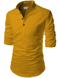 Navkanj Men's Slim Fit Full Sleeve Cotton Beige Color Short Kurta