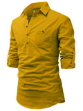 Navkanj Men's Slim Fit Spread Collar Cotton Beige Color Short Kurta