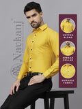 Navkanj Men's Slim Fit Spread Collar Beige Color Cotton Blend Formal Shirt