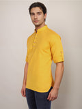 Navkanj Men's Slim Fit Full Sleeve Cotton Black Color Short Kurta