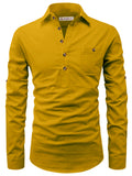 Navkanj Men's Slim Fit Spread Collar Cotton Beige Color Short Kurta