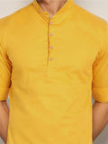 Navkanj Men's Slim Fit Full Sleeve Cotton Black Color Short Kurta